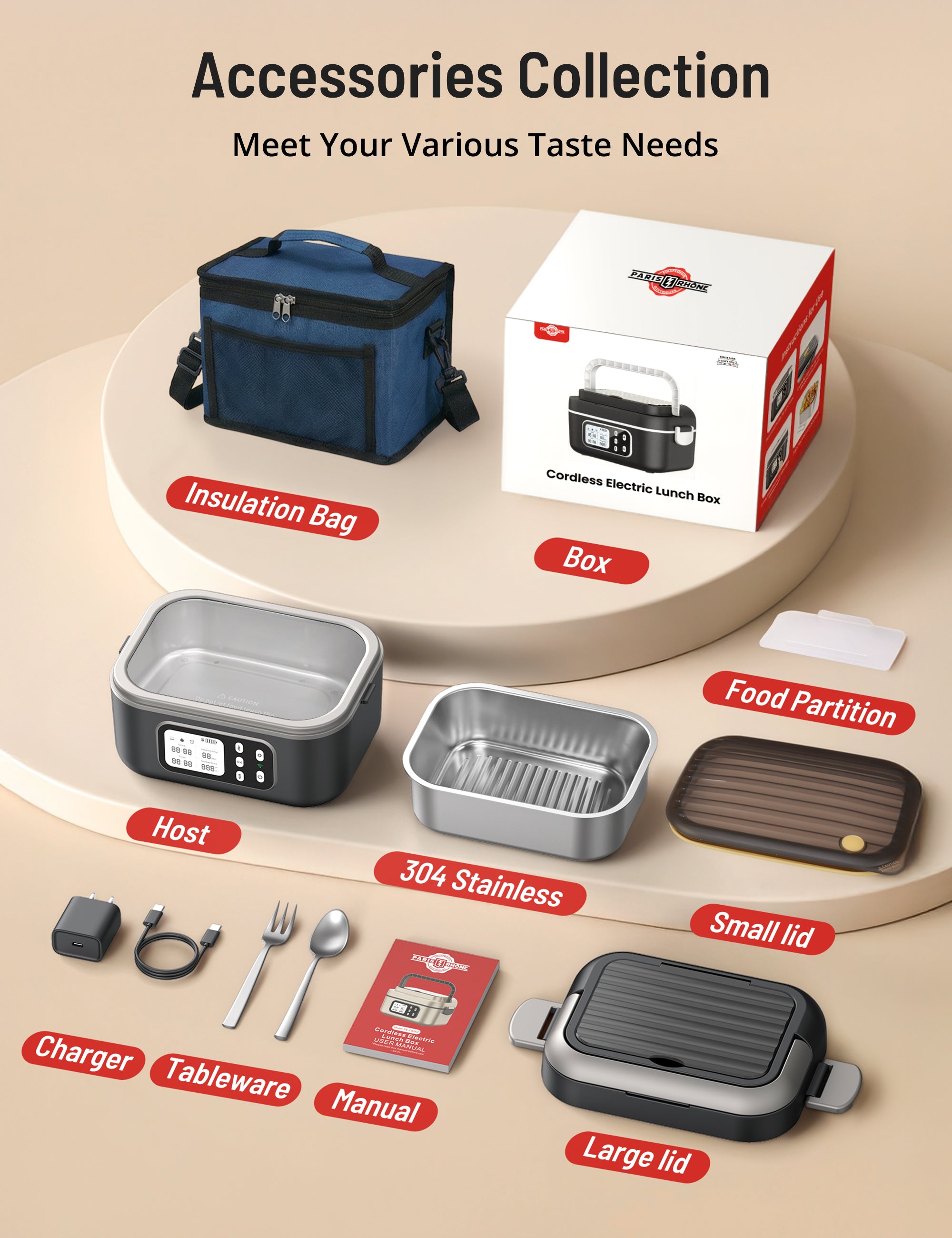 Cordless Electric Lunch Box for Adults, 1.5L Self-Heating Food Warmer with 27000mAh Battery, 6-Cup Capacity, Portable Heated Lunch Box with Removable Divider