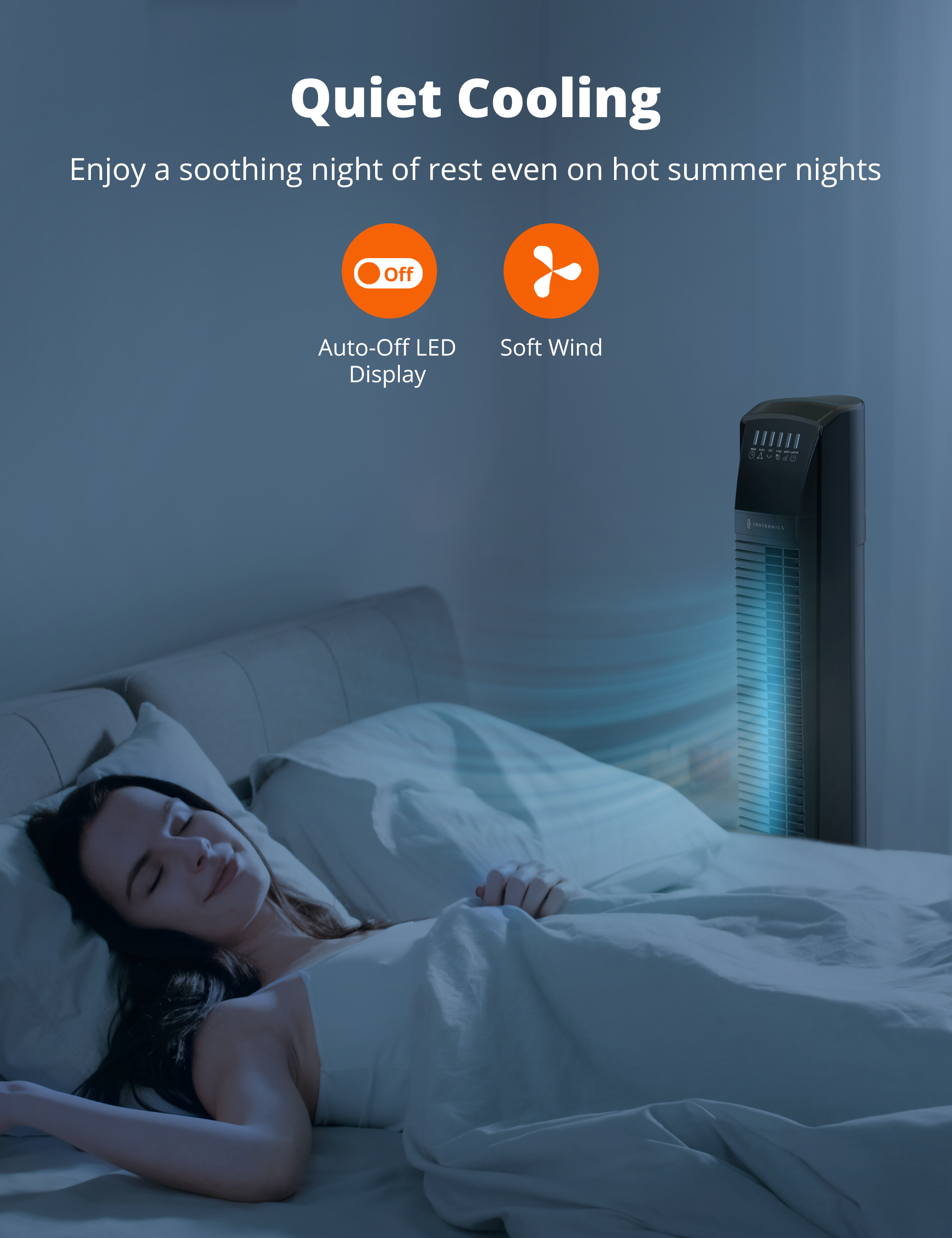 TaoTronics | Tower Fan TT-TF001, 35" 65° Oscillating Cooling Fan with Remote WM