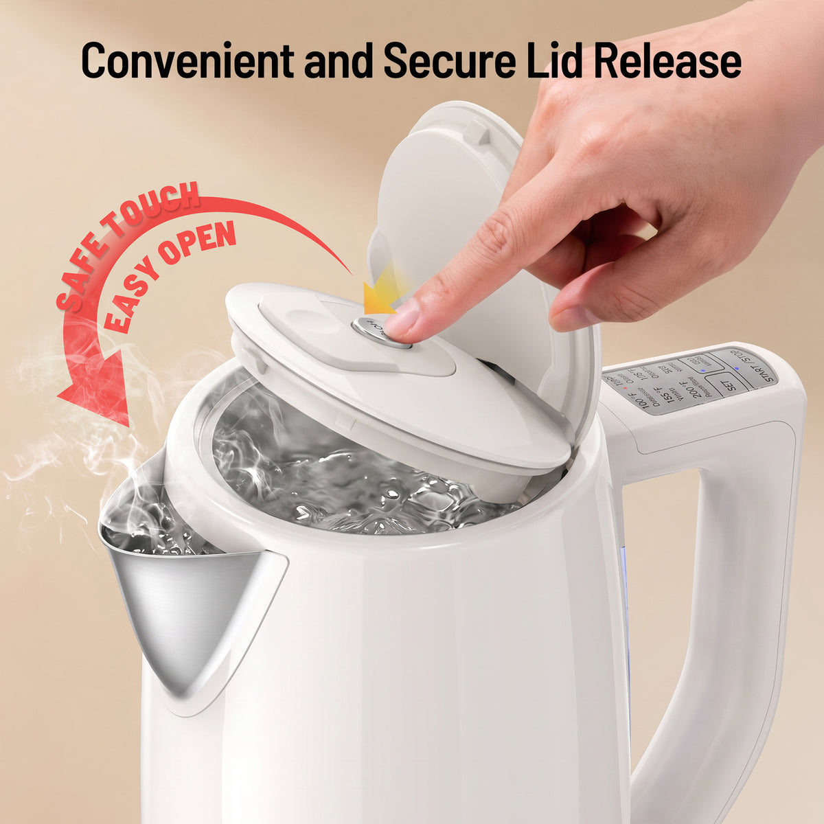 Electric Kettle EK023 Tea Kettle with 6 Temperature Settings, 1.7L Cordless Hot Water Boiler Heater, Strix Thermostat, Touch Control, Auto-Shutoff/Boil-Dry Protection, Keep Warm