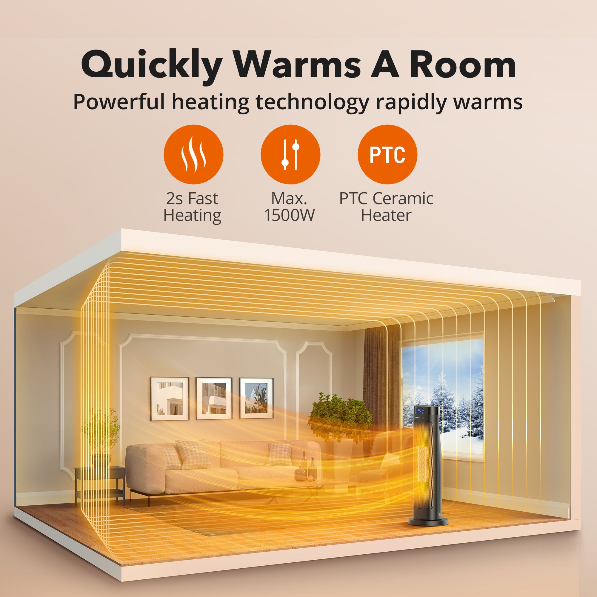 TaoTronics | 22''1500W Electric Space Heater TT-HE018