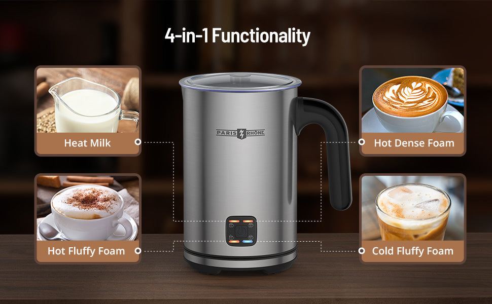 Milk Frother, Electric Milk Steamer & Frother for Capuccino, Latte, Hot  Chocolate, Automatic Hot Cold Milk Frother Warmer (4.4/10.1 oz), Milk Heater  Coffee Frother Foam Maker w/ Two Whisks 