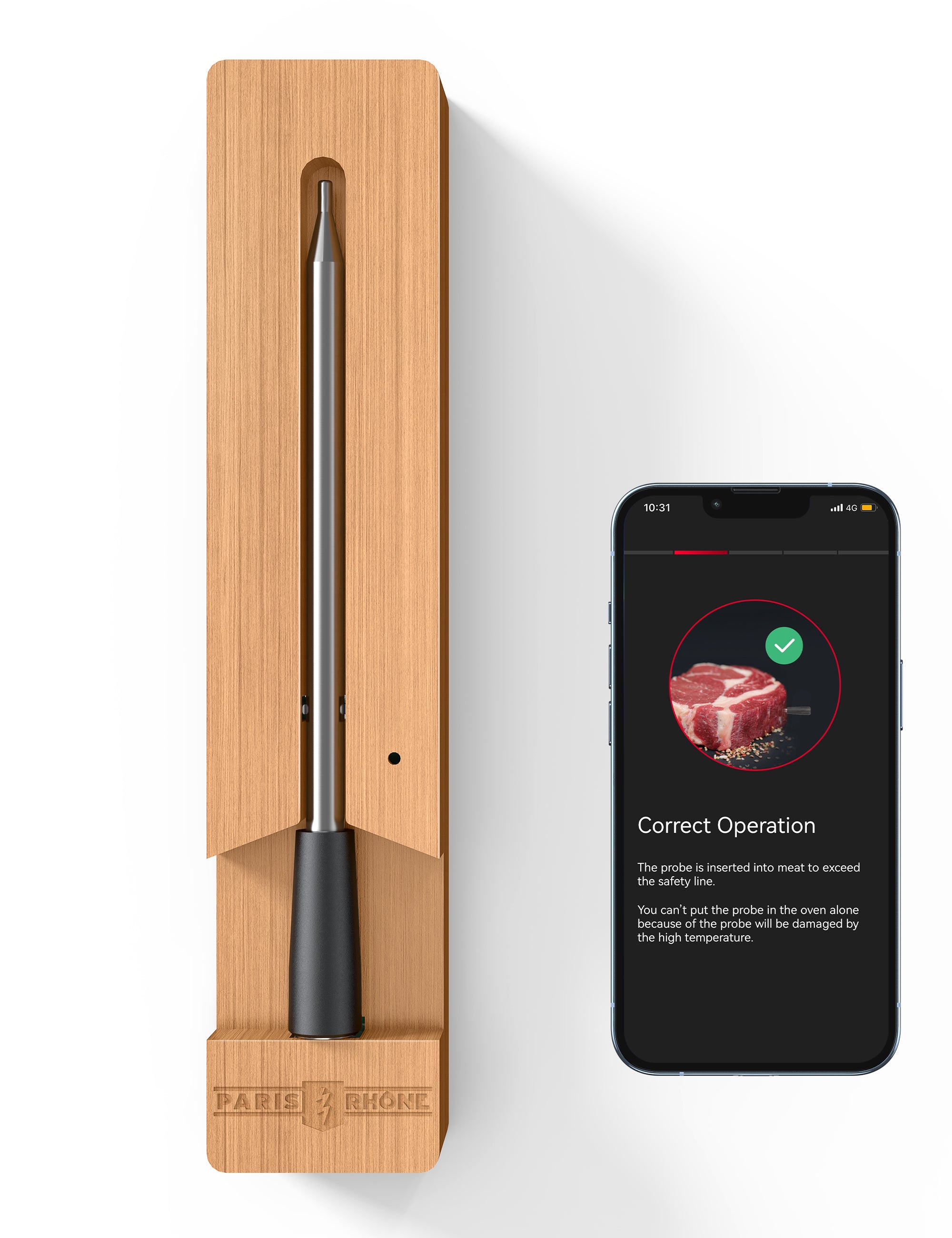 Paris Rhone Meat Spike Smart Thermometer Makes Perfectly Cooked Steak  Effortless! 