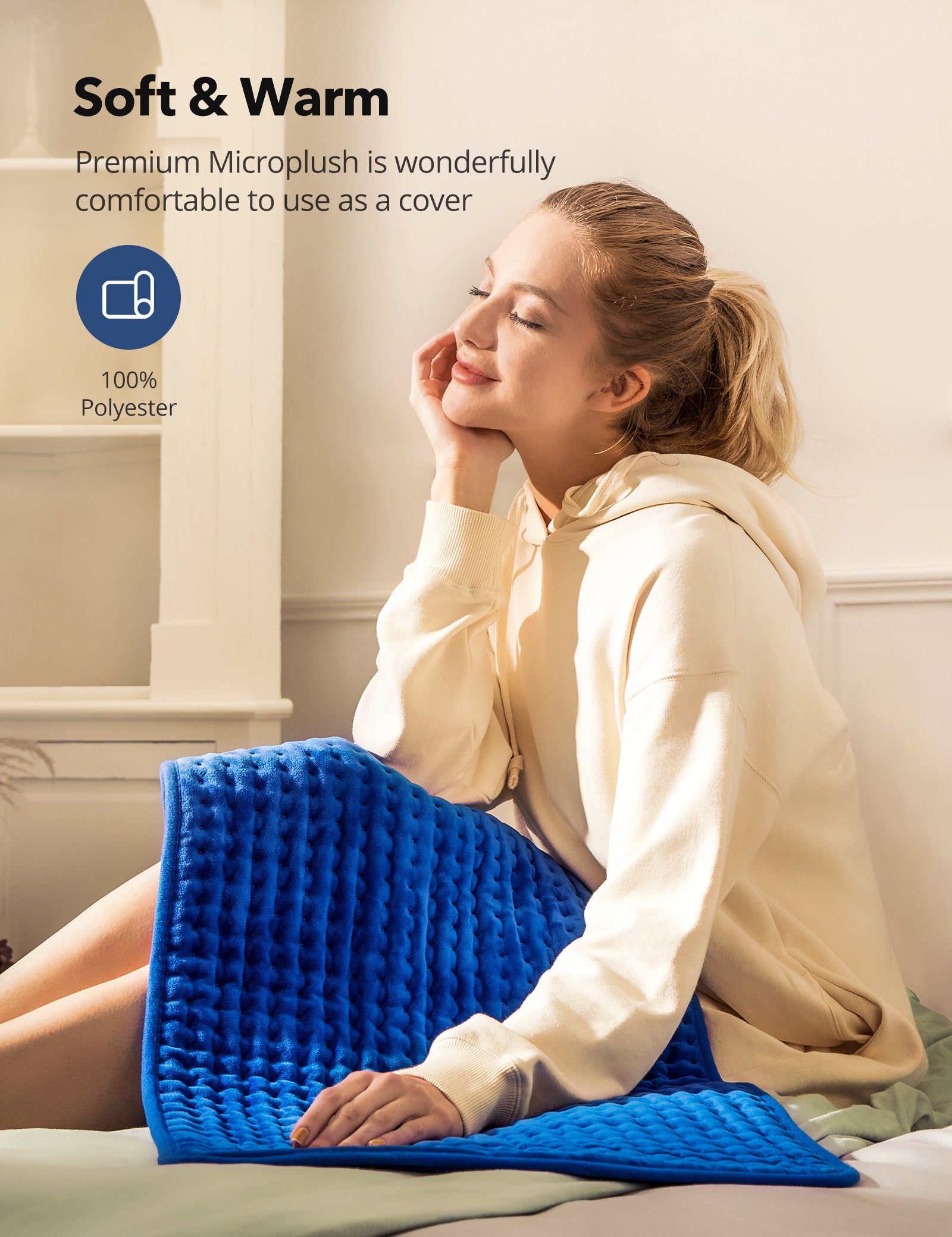TaoTronics XXX-Large Heating Pad for Fast Relief fatigue, Sable [33'' x 17''] Ultra Soft Electric Heating Pad with 6 Heat Settings, Auto Off, Moist & Dry Heat Therapy for Neck Back Shoulder Relief and Cramps-WM