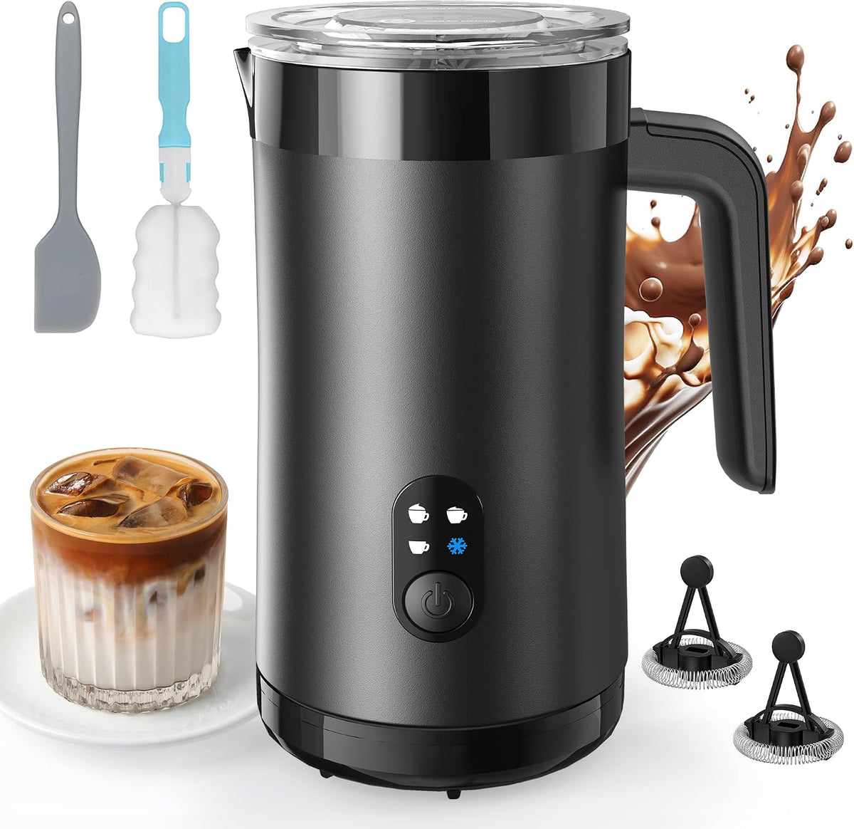 PARIS RHÔNE PE-MF006 Elektrischer Milchaufschäumer 400ml, Griffdesign Barista-Qualität für Zuhause, 4-in-1 für Kalten & Heißen Schaum, Edelstahl, Flüsterleise, Sicherheitsabschaltung