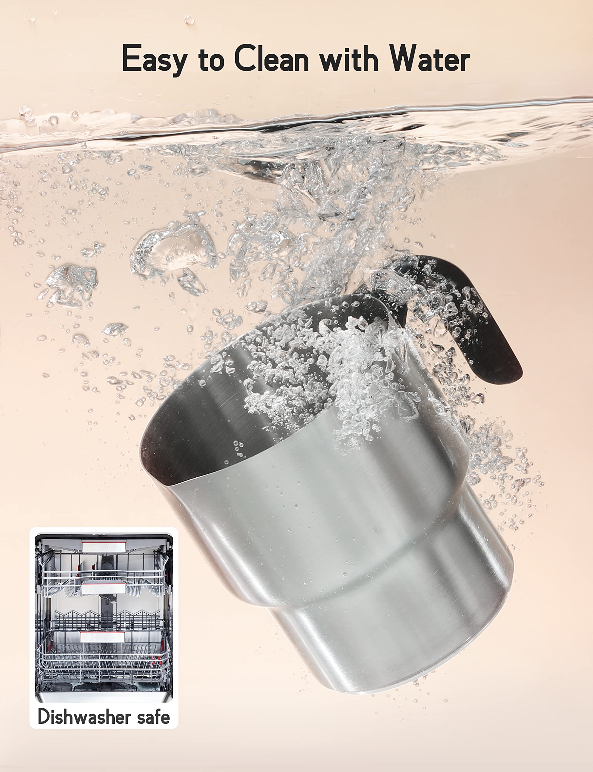 Easy Clean Milk Frother，Dishwasher safe