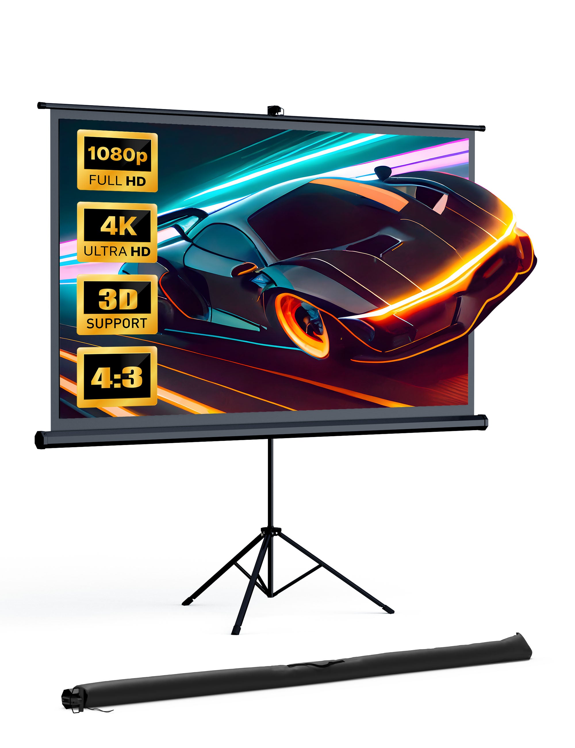 PARIS RHÔNE HP001 Projector Screen with Stand, 120 inch 4K HD with Wrinkle-Free Design