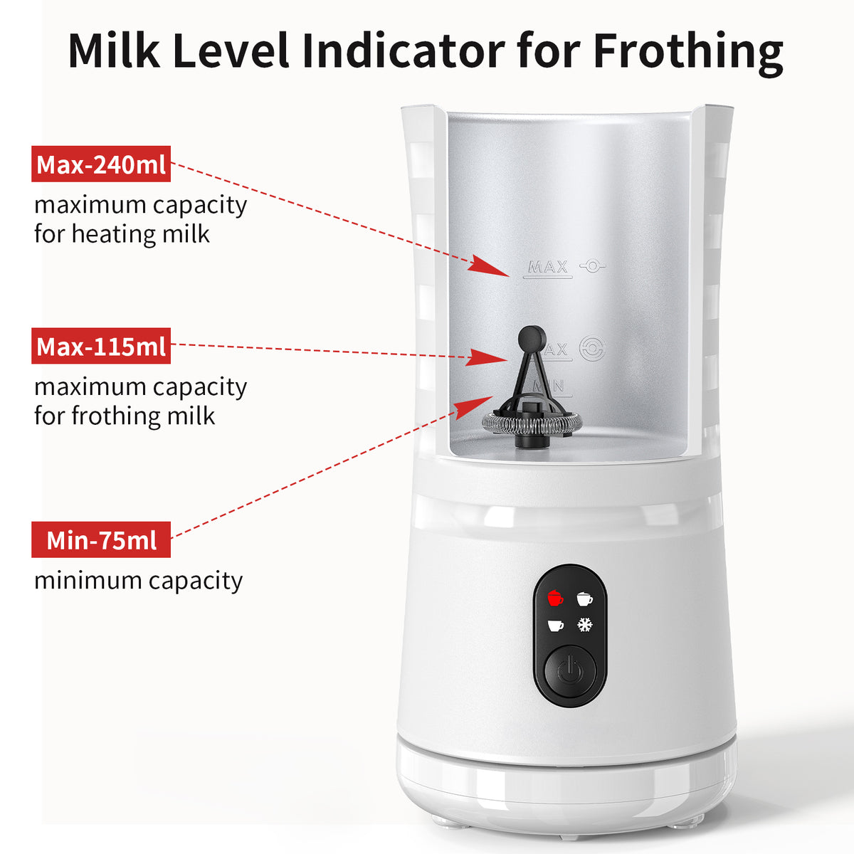 Mirdred MF010 Milk Frother ,4-in-1 Milk Frother Temperature Control, Auto Shut-Off