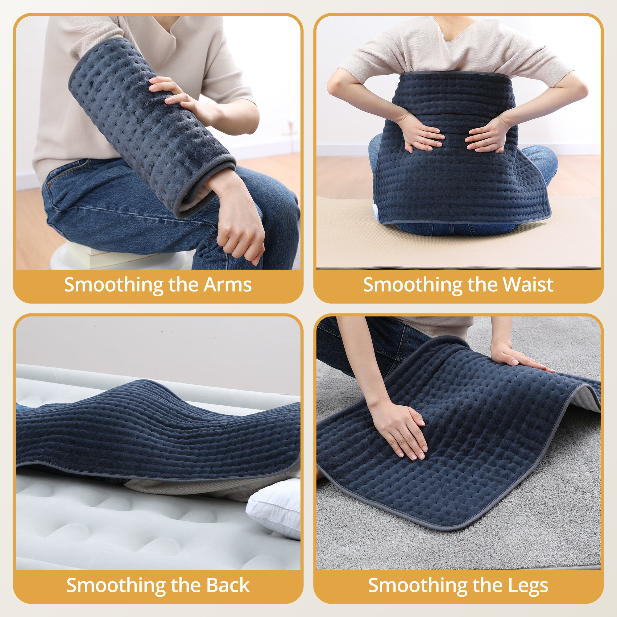 TaoTronics XXX-Large Heating Pad for Fast Relief fatigue, Sable [33'' x 17''] Ultra Soft Electric Heating Pad with 6 Heat Settings, Auto Off, Moist & Dry Heat Therapy for Neck Back Shoulder Relief and Cramps Blue WM