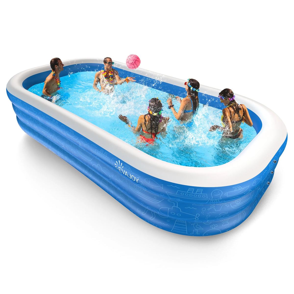 Large Inflatable Family Pool Inflatable Outdoor Family Large Pool for Toddlers, Kids, Adults WM