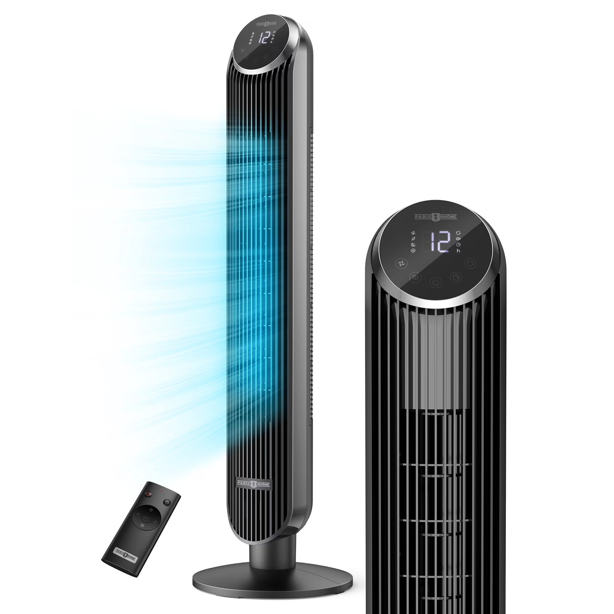 Tower Fan, 42” Bladeless Fan, 120° Oscillating Fan, 45 dB Quiet DC Motor, 12 Speeds, 4 Modes, Dustproof Mesh Filter, 12H Timer, Standing Fan with Remote for Bedroom, Home, Office