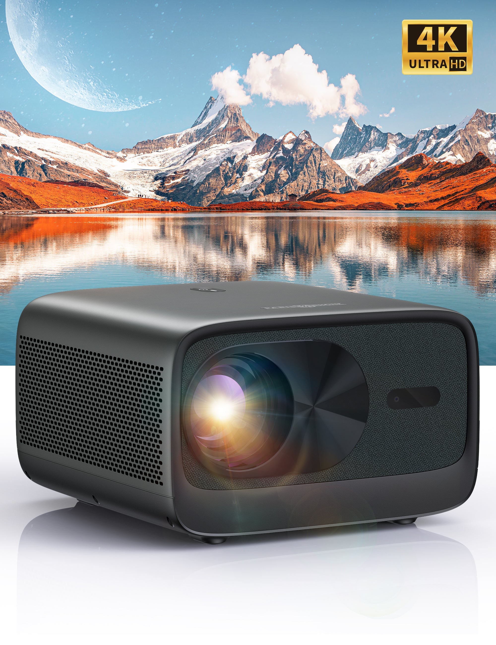 Paris Rhône SP005 True 4K Ultra HD Projector, 600 ANSI Lumens, 12w*2 3D Soundscape, Android TV 9.0
