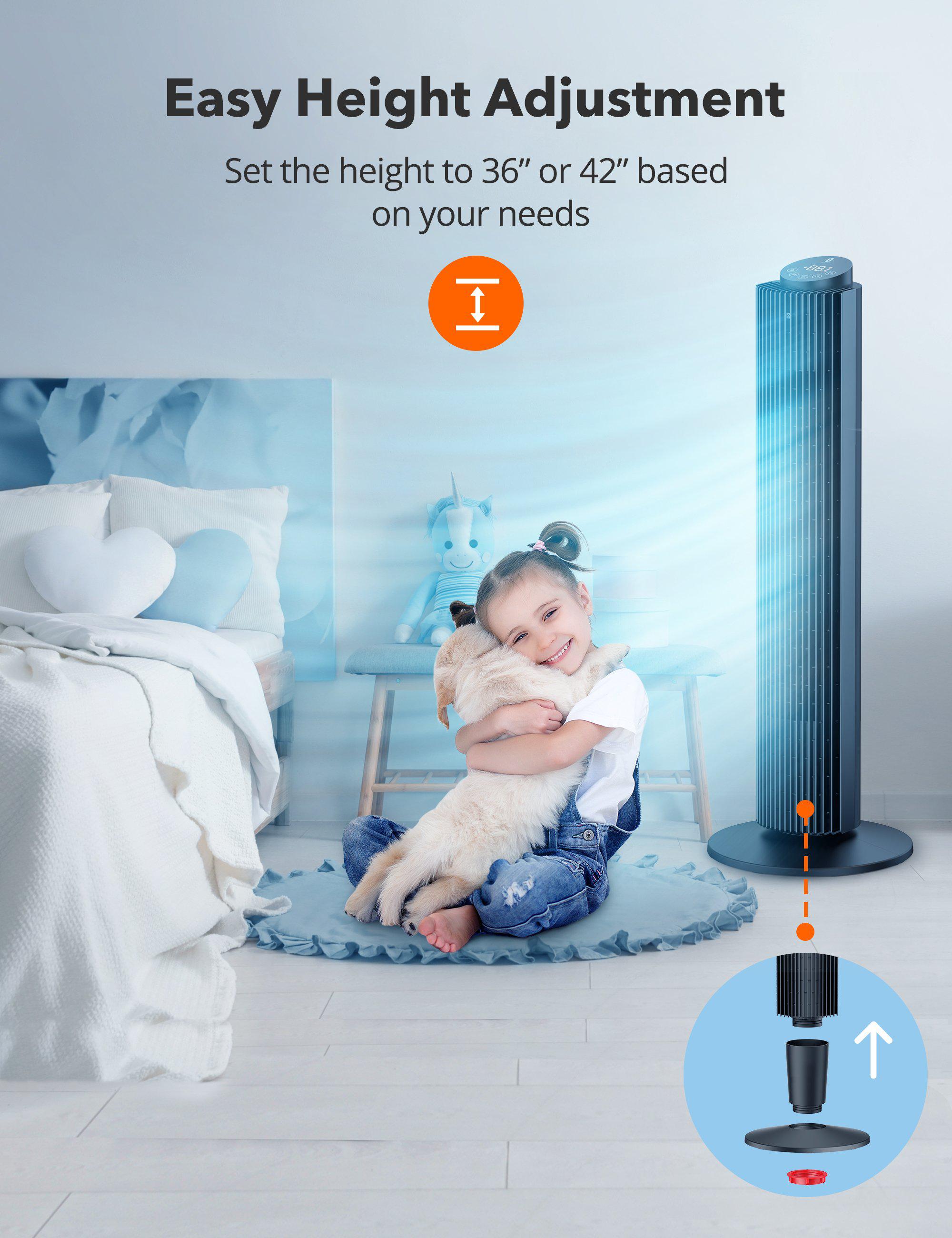 TaoTronics Height Adjustable Cool Tower Fan TT-TF005  WM