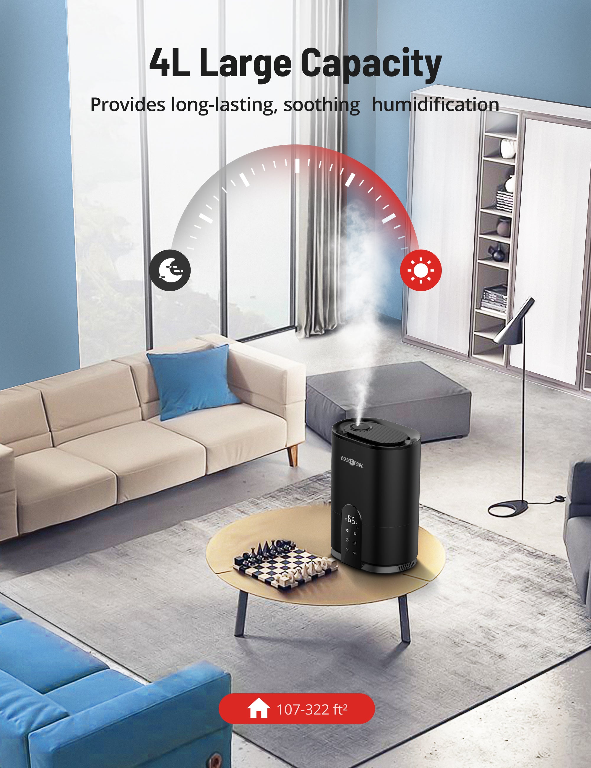 Paris Rhône 4L Cool Mist Humidifiers AH017, For Home Large Room-Humidifiers-ParisRhone