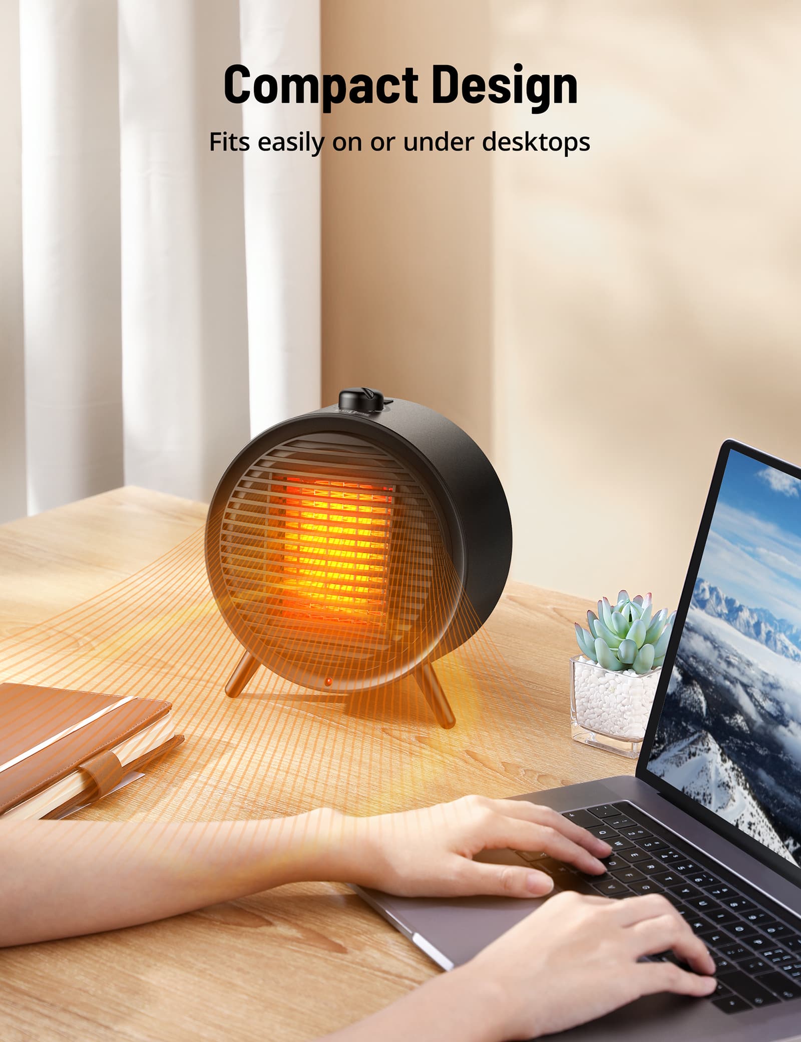 Paris Rhône Space Heater HE015, Ceramic Heater With 2 Heat Settings-Space Heaters-ParisRhone