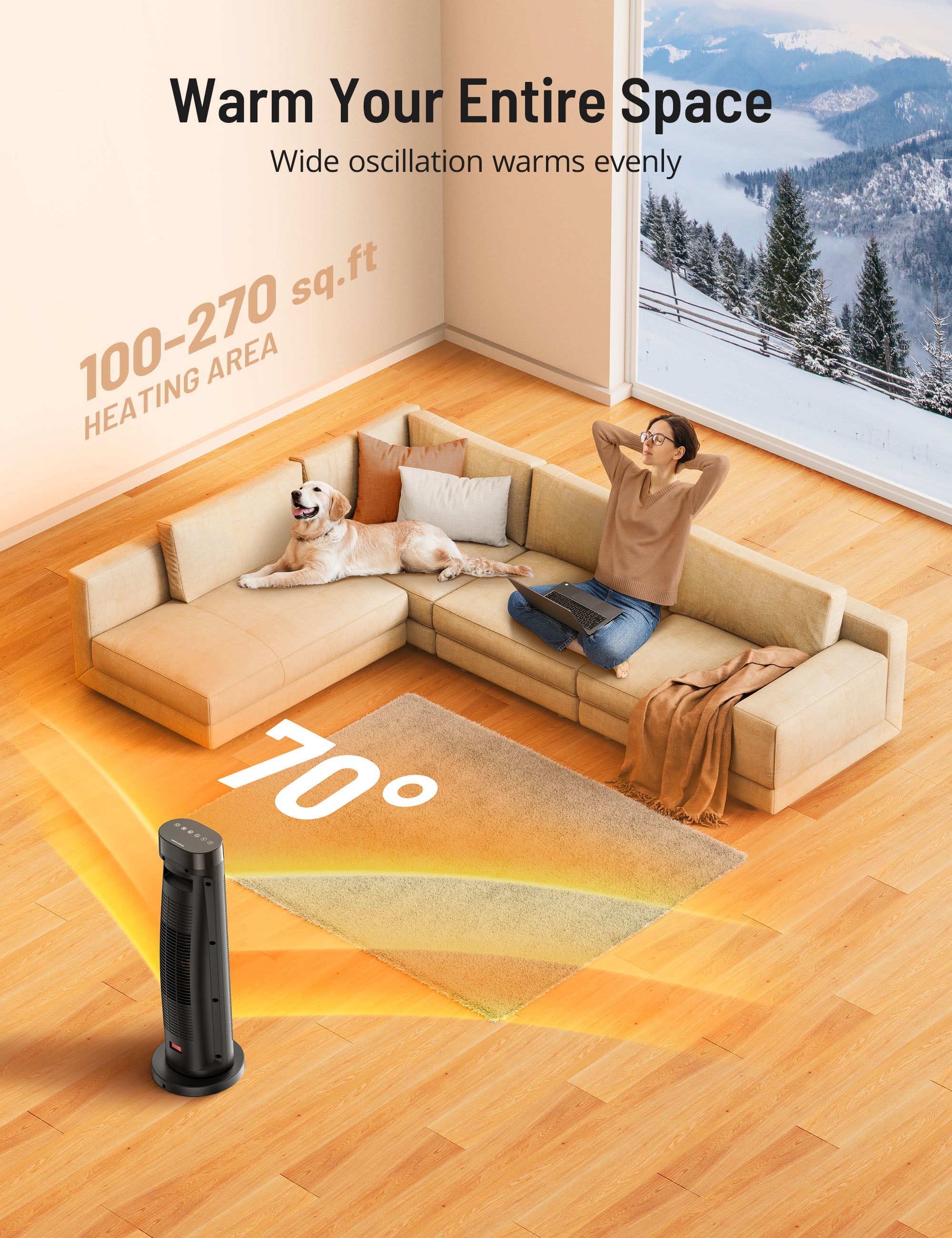 Paris Rhône 1500W Fast Heating HE018,Electric Ceramic Space Heater-Space Heaters-ParisRhone