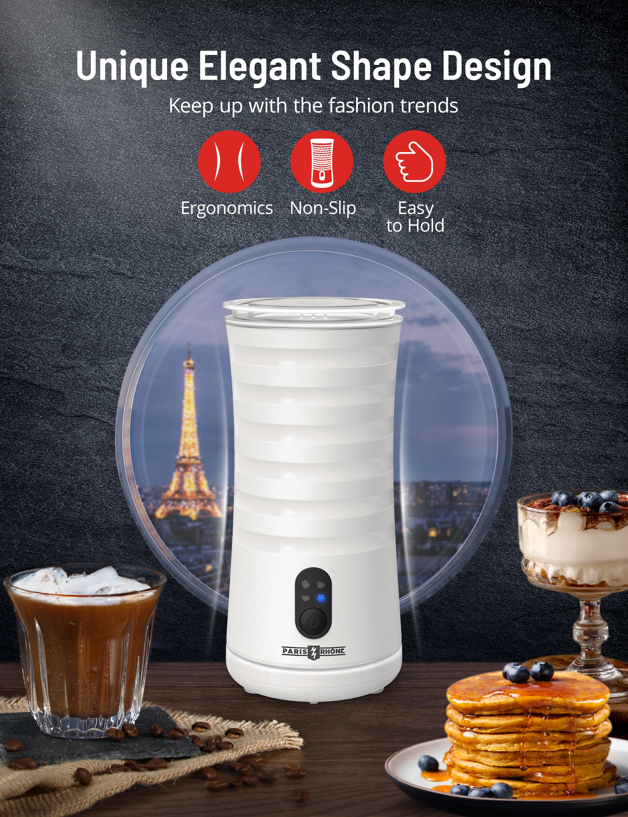 Paris Rhône 4-in-1 Electric Milk Frother MF010, Coffee Frother-Milk Frothers-ParisRhone