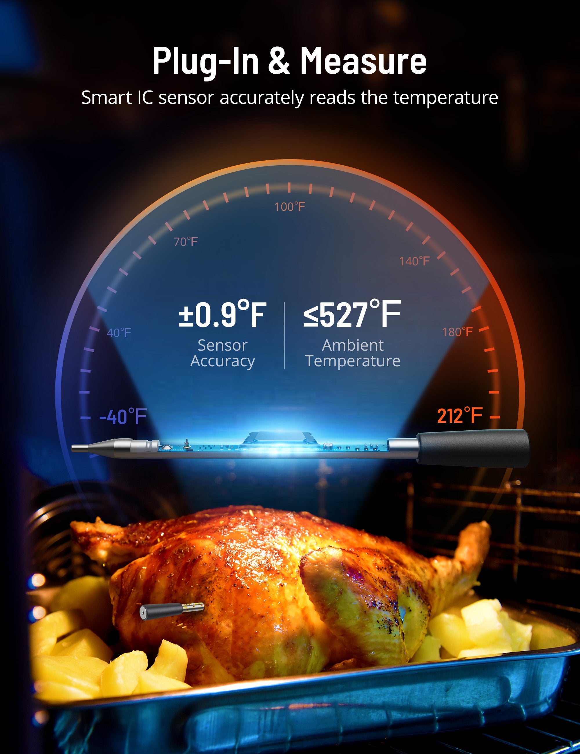 Meat Temperature Sensor, Oven Probe Thermometer