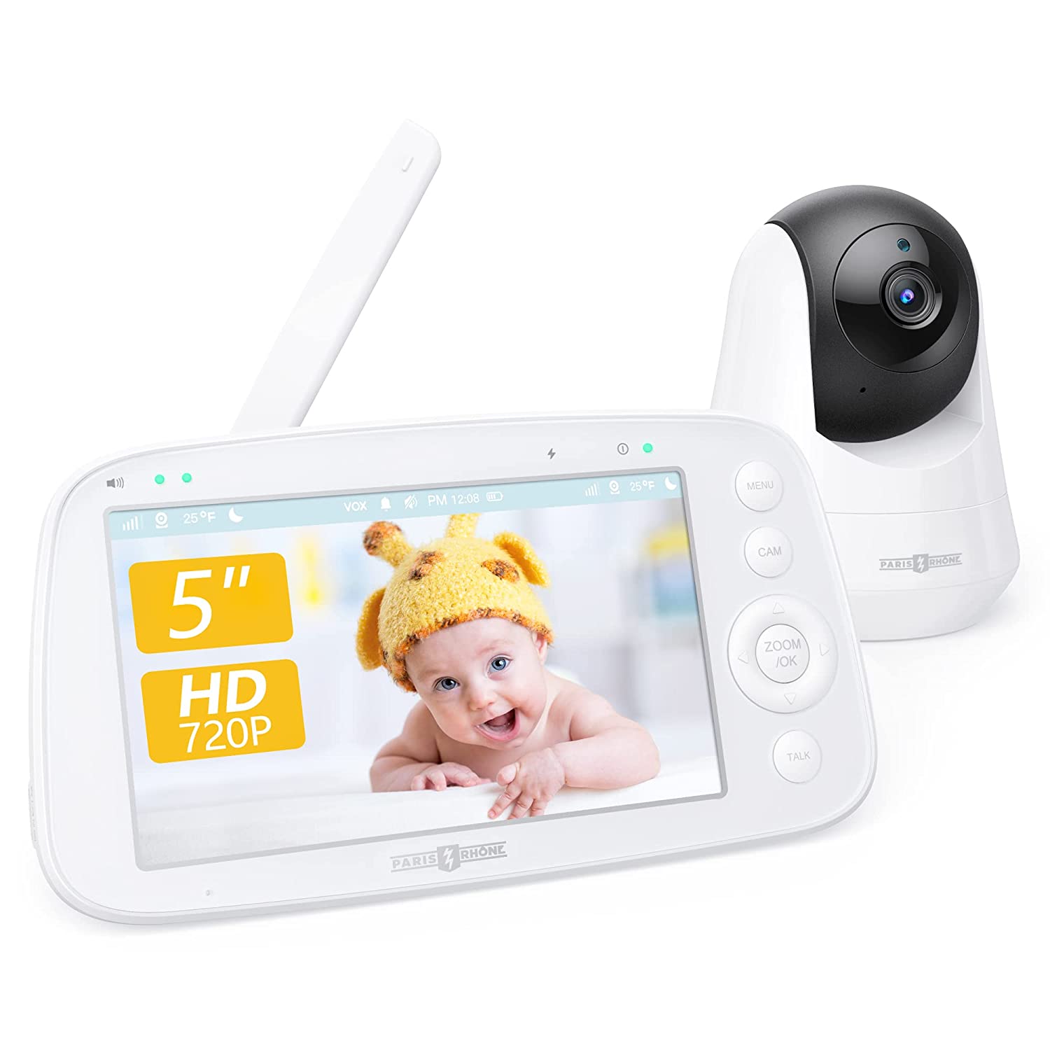 Paris Rhône 720P HD Baby Monitor IH003, Wide-Angle Monitoring,5 inch Display-Baby Monitors-ParisRhone