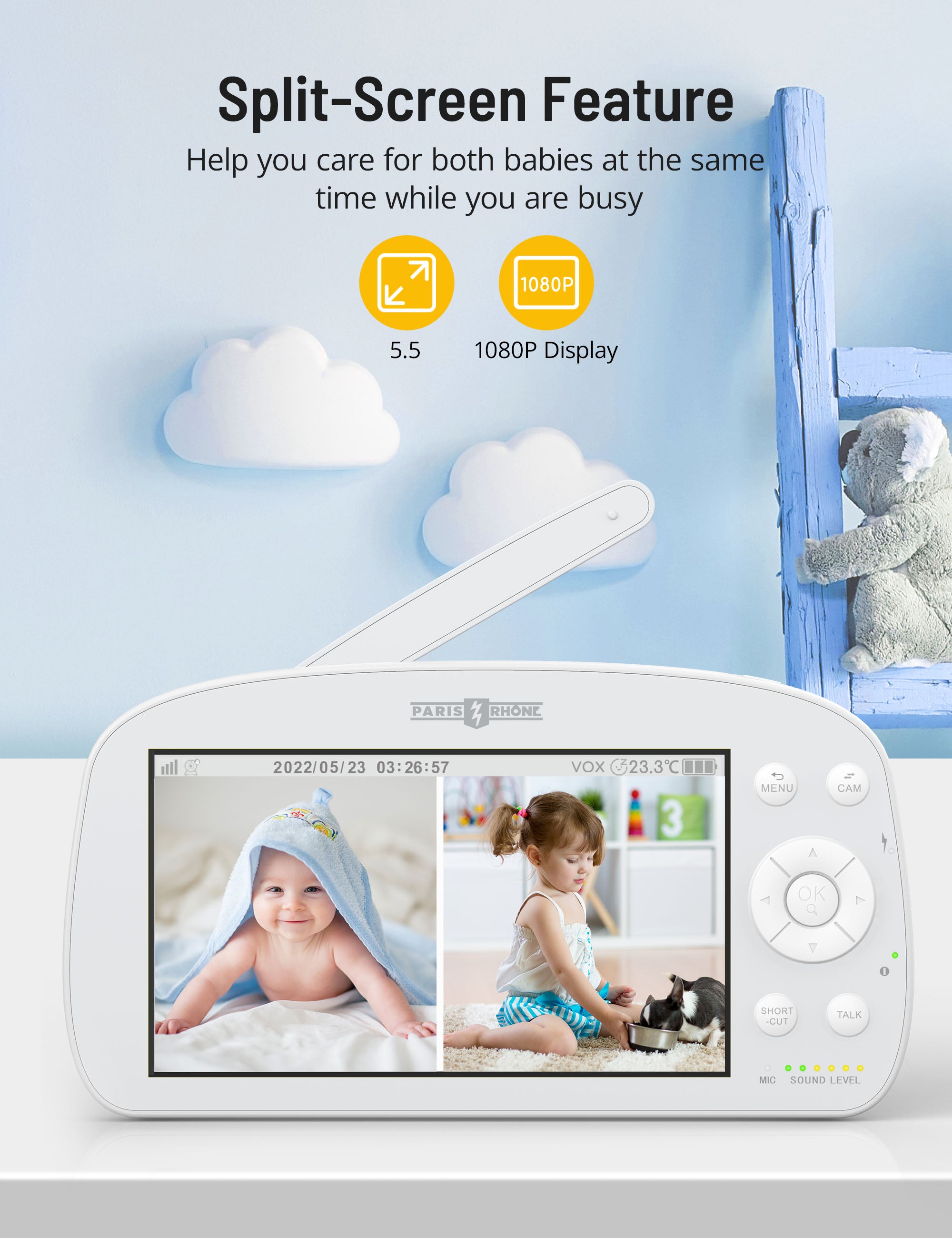 Paris Rhône 1080P Baby Monitor IH004, With Camera and Audio
