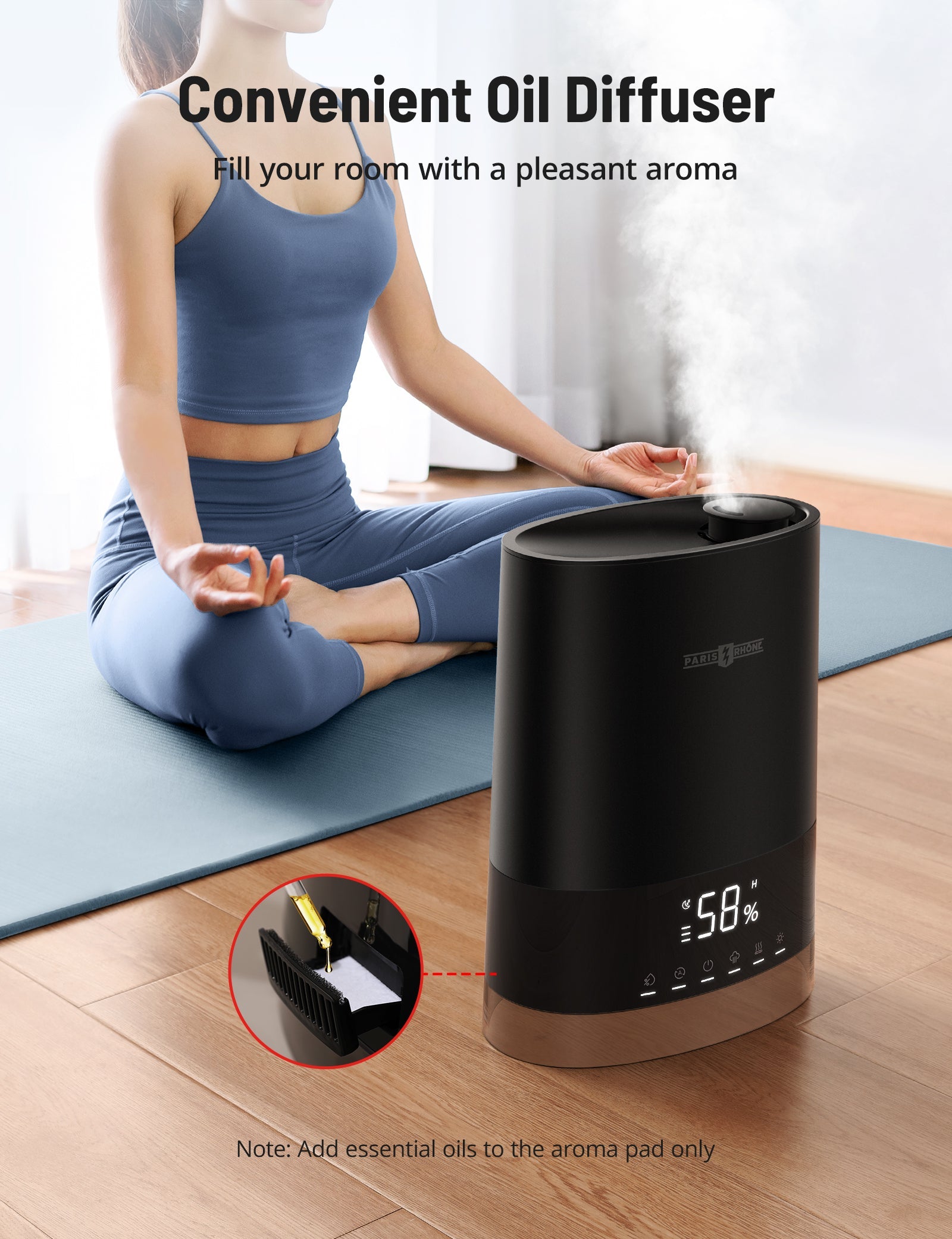 6L PARIS RHÔNE Ultrasonic Top Fill Air Humidifier Warm and Cool