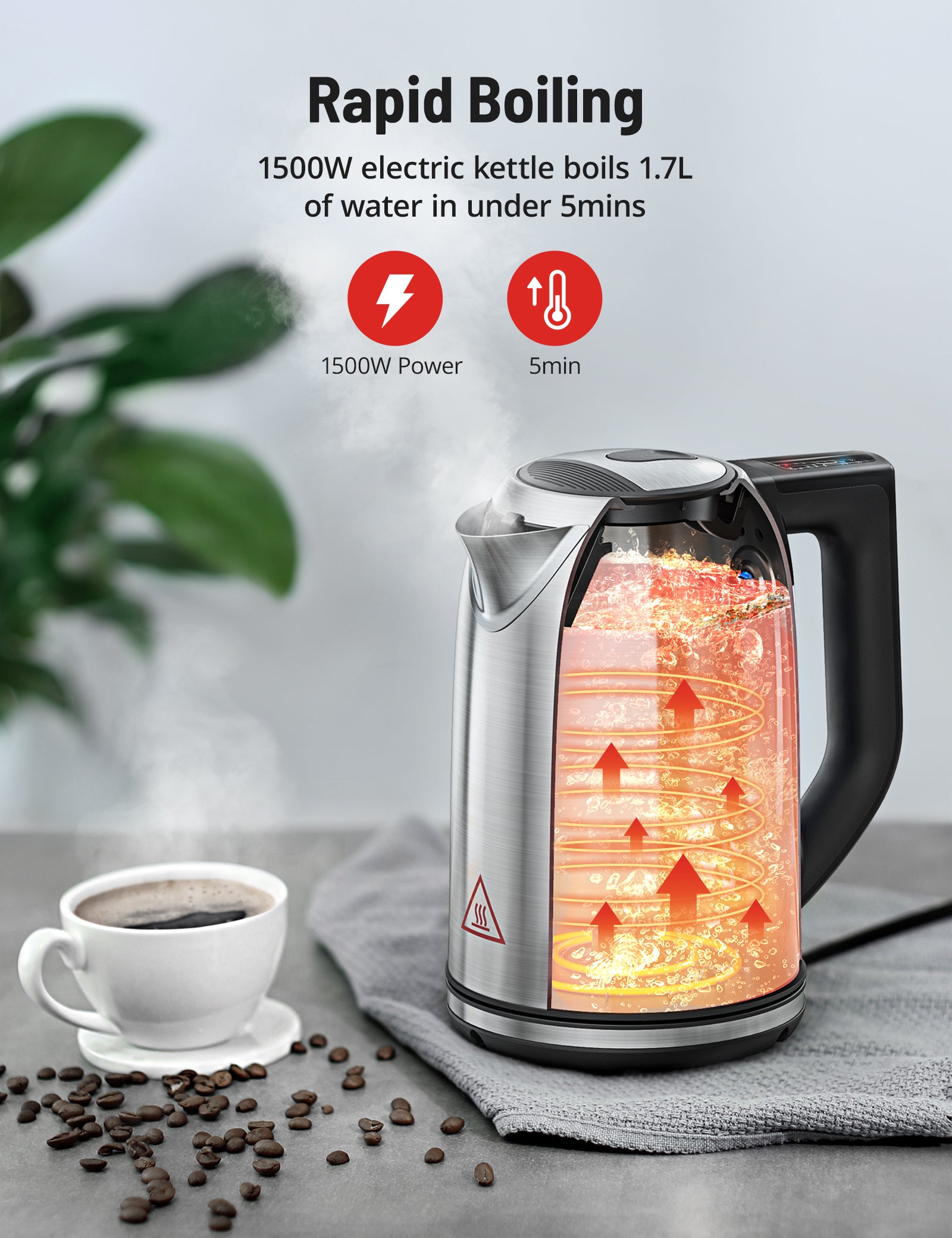  Glass Electric Kettle for Boiling Water - 1.7L Tea