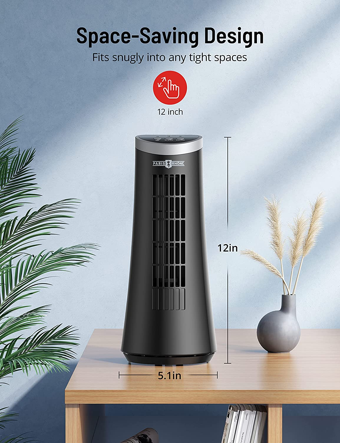 Paris Rhône 75° Oscillating Tower Fan TF020, With 2 Speeds,12'' Cooling Paris Rhône 75° Oscillating Tower Fan TF020, With 2 Speeds,12'' Cooling
